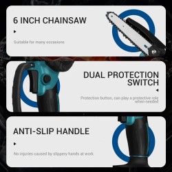 Drillpro harjaton 21V 6-tuuman sähkömoottorisaha puun sahaamiseen ja karsintaan