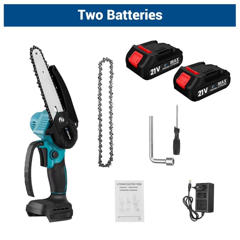 Drillpro harjaton 21V 6-tuuman sähkömoottorisaha puun sahaamiseen ja karsintaan