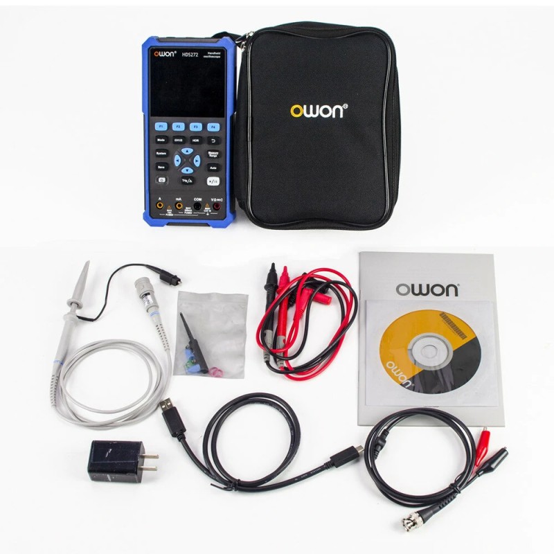 OWON HDS200-sarjan 2-kanavainen käsikäyttöinen oskilloskooppi 40/100MHz yleismittari ja aaltogeneraattori