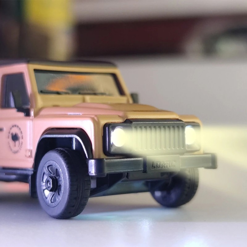 LDARC R01 1/64 mikrokokoinen kauko-ohjattava kiipeilijä takaveto LED-valoilla