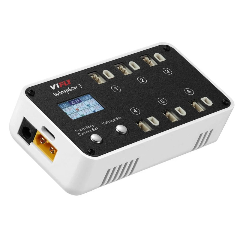 VIFLY WhoopStor 3 V3 6-porttinen 40W 1,3A 1S LiPo-laturi varastotoiminnolla