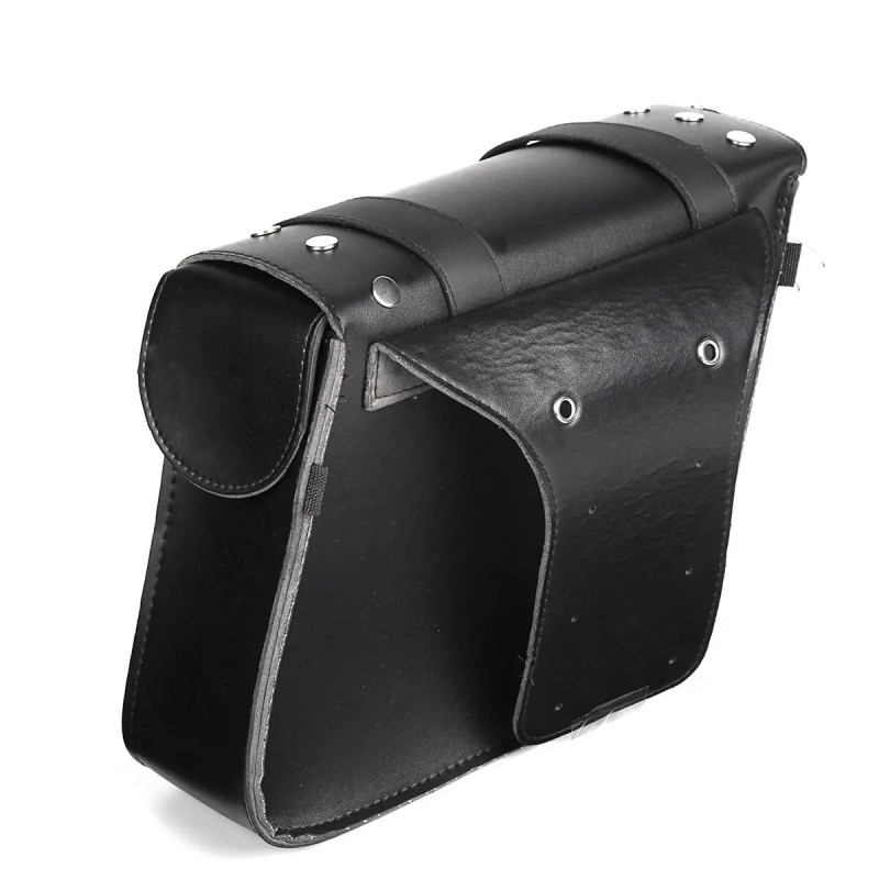 Moottoripyörän mustat sivusatulalaukut vasen ja oikea työkalutaskuilla