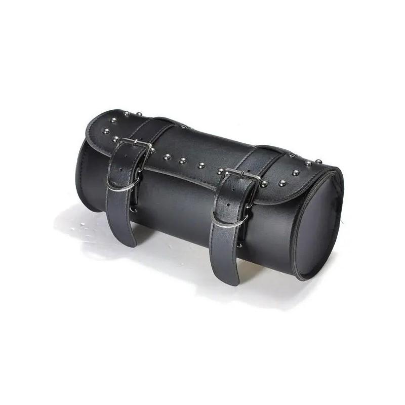 Moottoripyörän ja skootterin musta keinonahkainen työkalulaukku irrotettavilla hihnoilla