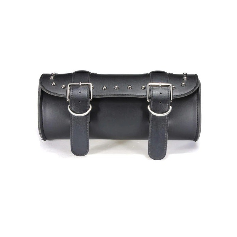 Moottoripyörän ja skootterin musta keinonahkainen työkalulaukku irrotettavilla hihnoilla