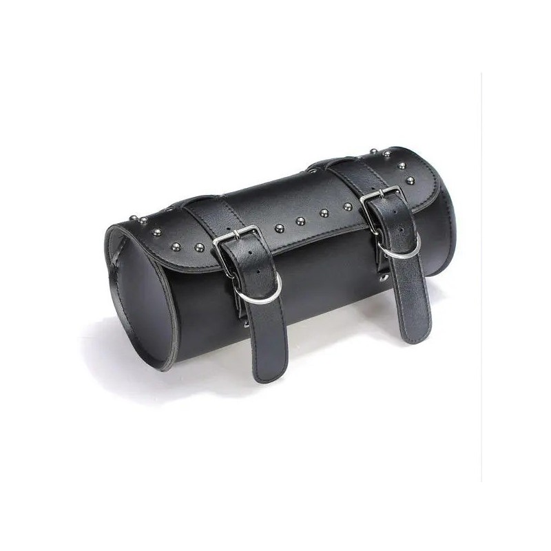 Moottoripyörän ja skootterin musta keinonahkainen työkalulaukku irrotettavilla hihnoilla