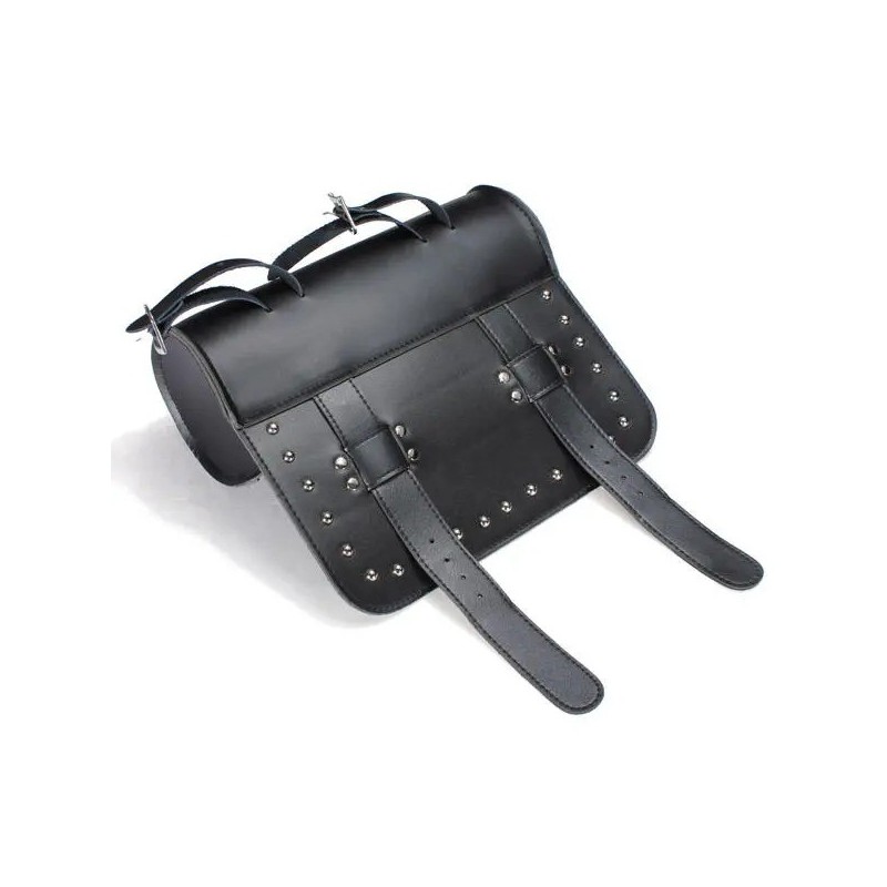 Moottoripyörän ja skootterin musta keinonahkainen työkalulaukku irrotettavilla hihnoilla