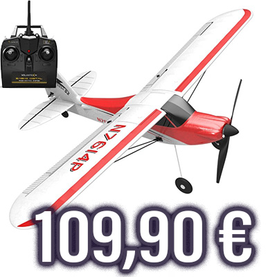 VolantexRC Sport Cub 500 761-4 4-kanavainen lentovalmis aloittelijan harjoituskone yhden napin taitolennolla